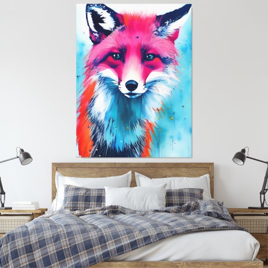 Red Fox Stretched Canvas Print Leinwanddruck (Insitu (Schlafzimmer))