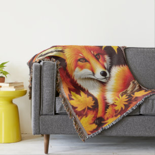 Red Fox Throw Blanket Decke