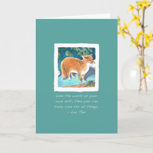 Red Fox über das blaugrüne Denken von Ihnen/Danke Karte (Gelbe Blume)