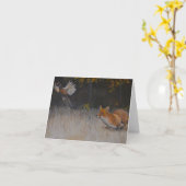 Red Fox und Fasant Fall Art Note Card Karte (Gelbe Blume)
