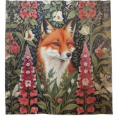 Red Fox und Foxhandschuhe William Morris Inspirier Duschvorhang (Vorderseite)