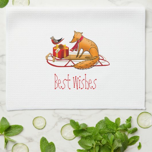 Red Fox und Red Robin Best Wünsche Geschirrtuch (Gefaltet)