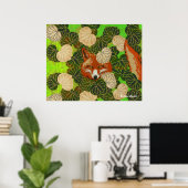 RED FOX UNTER DEN GRÜNEN BLÄTTER UND FOLIAGE POSTER (Heimbüro)