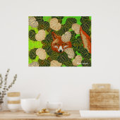 RED FOX UNTER DEN GRÜNEN BLÄTTER UND FOLIAGE POSTER (Küche)