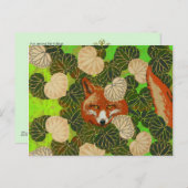 RED FOX UNTER DEN GRÜNEN BLÄTTER UND FOLIAGE POSTKARTE (Vorne/Hinten)