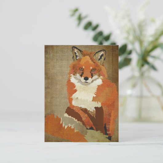 Red Fox Vintage Postkarte (Stehend Vorderseite)
