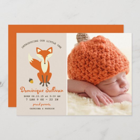 Red Fox | Waldland-Foto - Geburtsankündigung Ankündigung (Vorne/Hinten)
