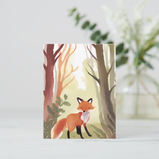 Red Fox | Waldtierfarbe Postkarte (Stehend Vorderseite)