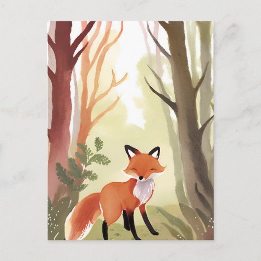 Red Fox | Waldtierfarbe Postkarte (Vorderseite)