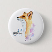 Red Fox Wasserfarbe Personalisiert Button (Vorderseite)