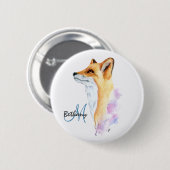 Red Fox Wasserfarbe Personalisiert Button (Vorne & Hinten)