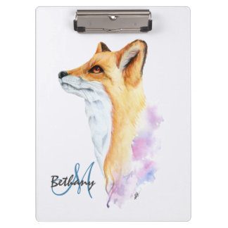 Red Fox Wasserfarbe Personalisiert Klemmbrett