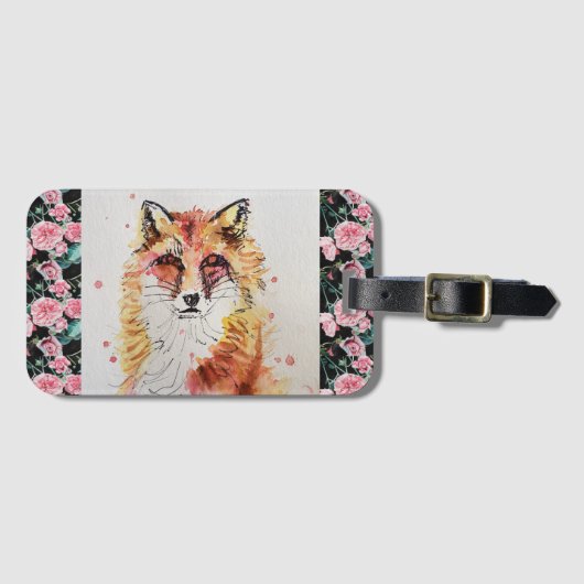 Red Fox Watercolor Painting Grocery Gepäckanhänger (Vorderseite (Horizontal))