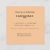 Red Fox Watercolor Peach Blume Quadratische Visitenkarte (Rückseite)