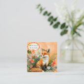 Red Fox Watercolor Peach Blume Quadratische Visitenkarte (Stehend Vorderseite)