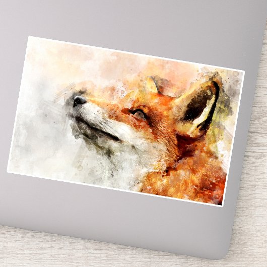 Red Fox Watercolor Portrait 01 Aufkleber