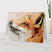 Red Fox Watercolor Portrait 01 Dankeskarte (Vorderseite)