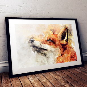 Red Fox Watercolor Portrait 01 Fotodruck