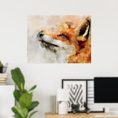 Red Fox Watercolor Portrait 01 Poster (Heimbüro)