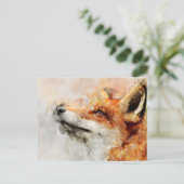 Red Fox Watercolor Portrait 01 Postkarte (Stehend Vorderseite)