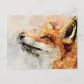 Red Fox Watercolor Portrait 01 Postkarte (Vorderseite)