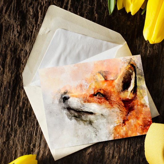 Red Fox Watercolor Portrait 01 Postkarte