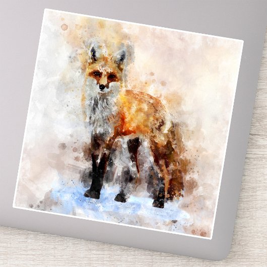 Red Fox Watercolor Portrait 02 Aufkleber