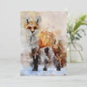Red Fox Watercolor Portrait 02 Dankeskarte (Stehend Vorderseite)