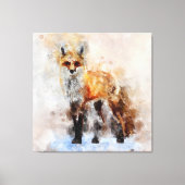 Red Fox Watercolor Portrait 02 Leinwanddruck (Vorderseite)
