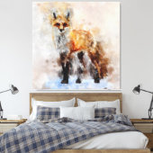 Red Fox Watercolor Portrait 02 Leinwanddruck (Insitu (Schlafzimmer))