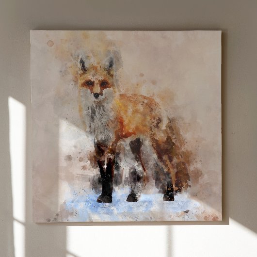 Red Fox Watercolor Portrait 02 Leinwanddruck