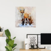 Red Fox Watercolor Portrait 02 Poster (Heimbüro)