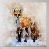 Red Fox Watercolor Portrait 02 Poster (Vorne)