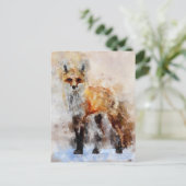 Red Fox Watercolor Portrait 02 Postkarte (Stehend Vorderseite)