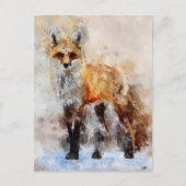 Red Fox Watercolor Portrait 02 Postkarte (Vorderseite)