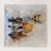 Red Fox Watercolor Portrait 02 Puzzle (Horizontal)