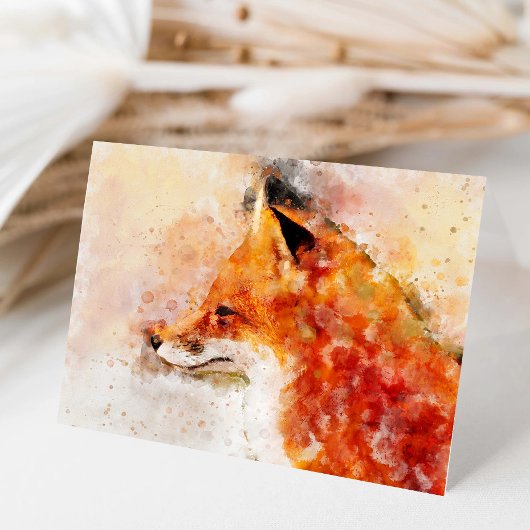 Red Fox Watercolor Portrait 03 Dankeskarte