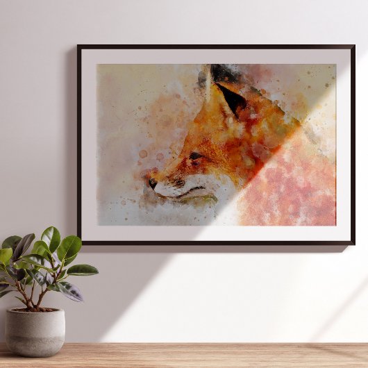 Red Fox Watercolor Portrait 03 Fotodruck