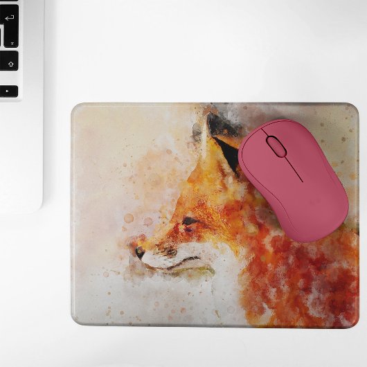 Red Fox Watercolor Portrait 03 Mousepad