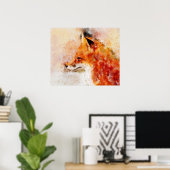 Red Fox Watercolor Portrait 03 Poster (Heimbüro)