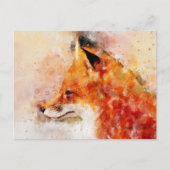 Red Fox Watercolor Portrait 03 Postkarte (Vorderseite)