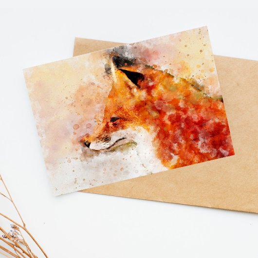 Red Fox Watercolor Portrait 03 Postkarte