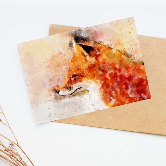 Red Fox Watercolor Portrait 03 Postkarte