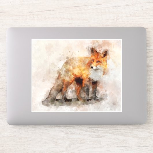 Red Fox Watercolor Portrait 04 Aufkleber (Computer)