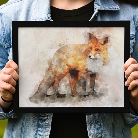 Red Fox Watercolor Portrait 04 Fotodruck