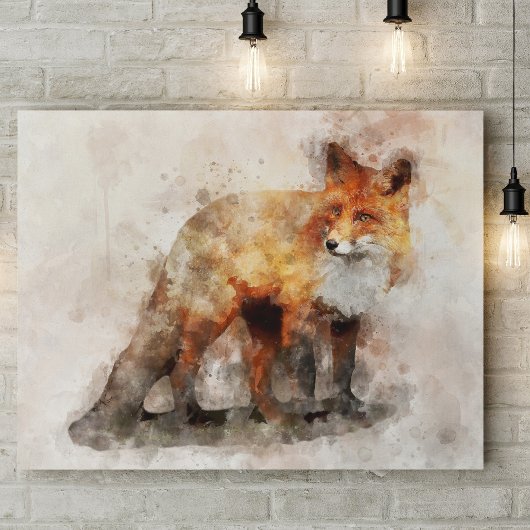 Red Fox Watercolor Portrait 04 Fotodruck