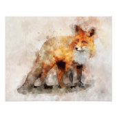 Red Fox Watercolor Portrait 04 Fotodruck (Vorne)