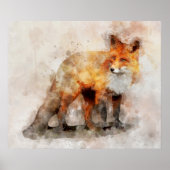 Red Fox Watercolor Portrait 04 Poster (Vorne)