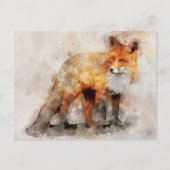 Red Fox Watercolor Portrait 04 Postkarte (Vorderseite)