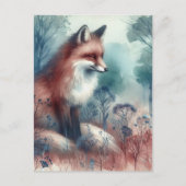 Red Fox Watercolor Postkarte (Vorderseite)